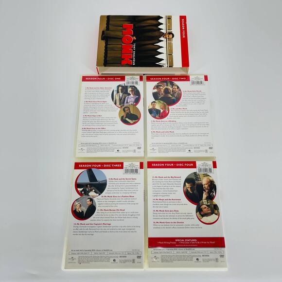 Monk - The Complete Fourth Season (DVD, 2006, 4-Disc Set) - Good Used Condition - Picture 12 of 15